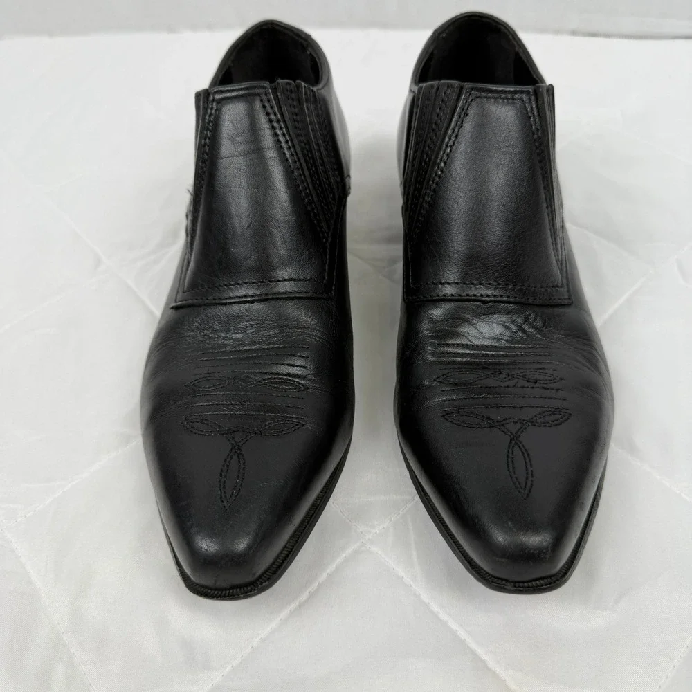 Durango Western Leather Ankle Booties 9 Black Pointed Toe Embroidered